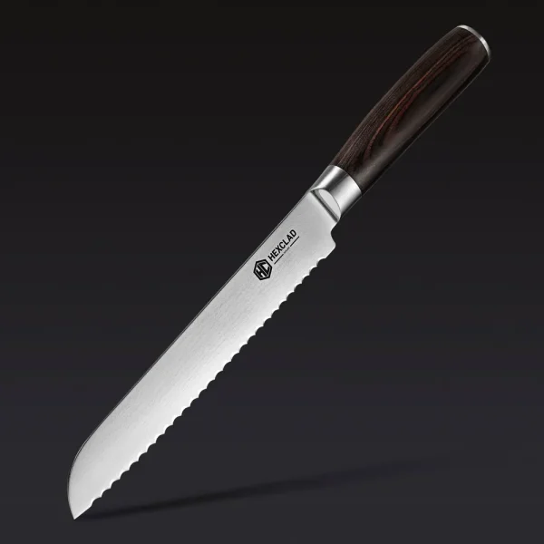 Damascus Steel Serrated Bread Knife, 8" (Espresso)