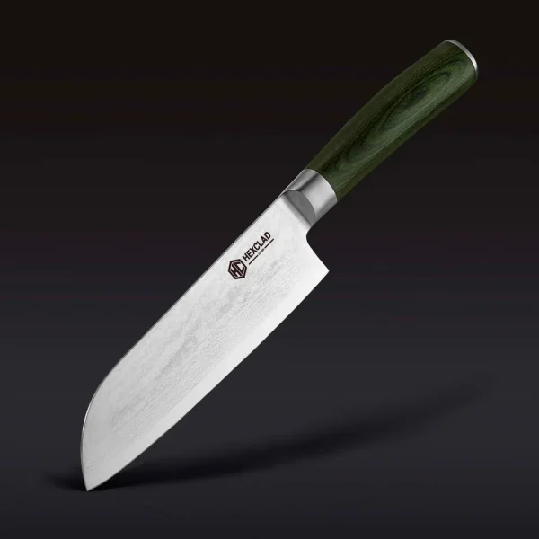 Damascus Steel Santoku Knife, 7" (Green)