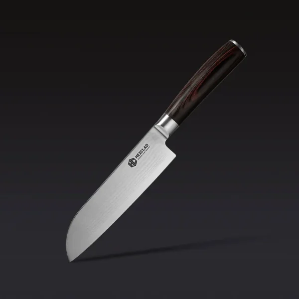 Damascus Steel Santoku Knife, 7" (Espresso)